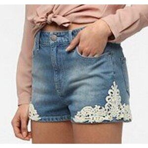 Urban Outfitters BDG Women's Lace High Rise Erin 5 Pocket Jean Shorts Size 25